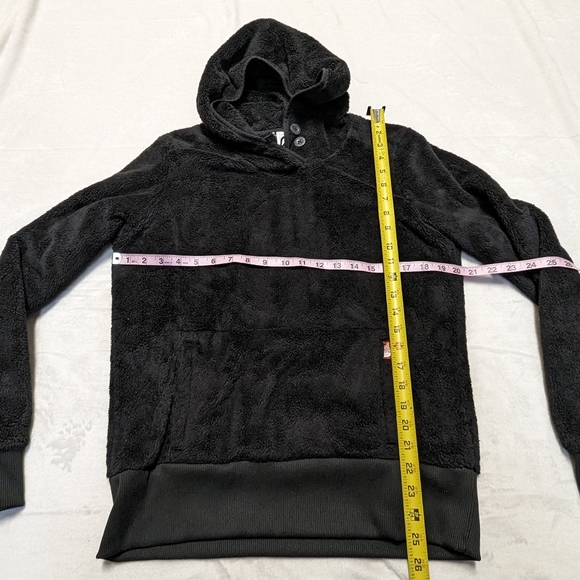 The north face fleece/sherpa fuzzy pullover hooded sweatshirt black Large - Picture 2 of 9